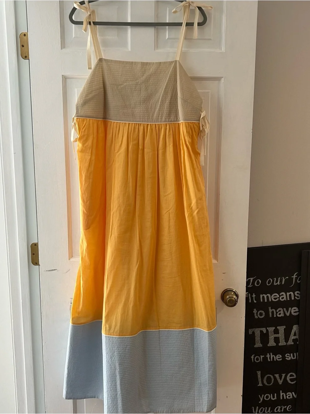 Tory Burch Yellow, Beige and Light Blue Colorblock Maxi Dress